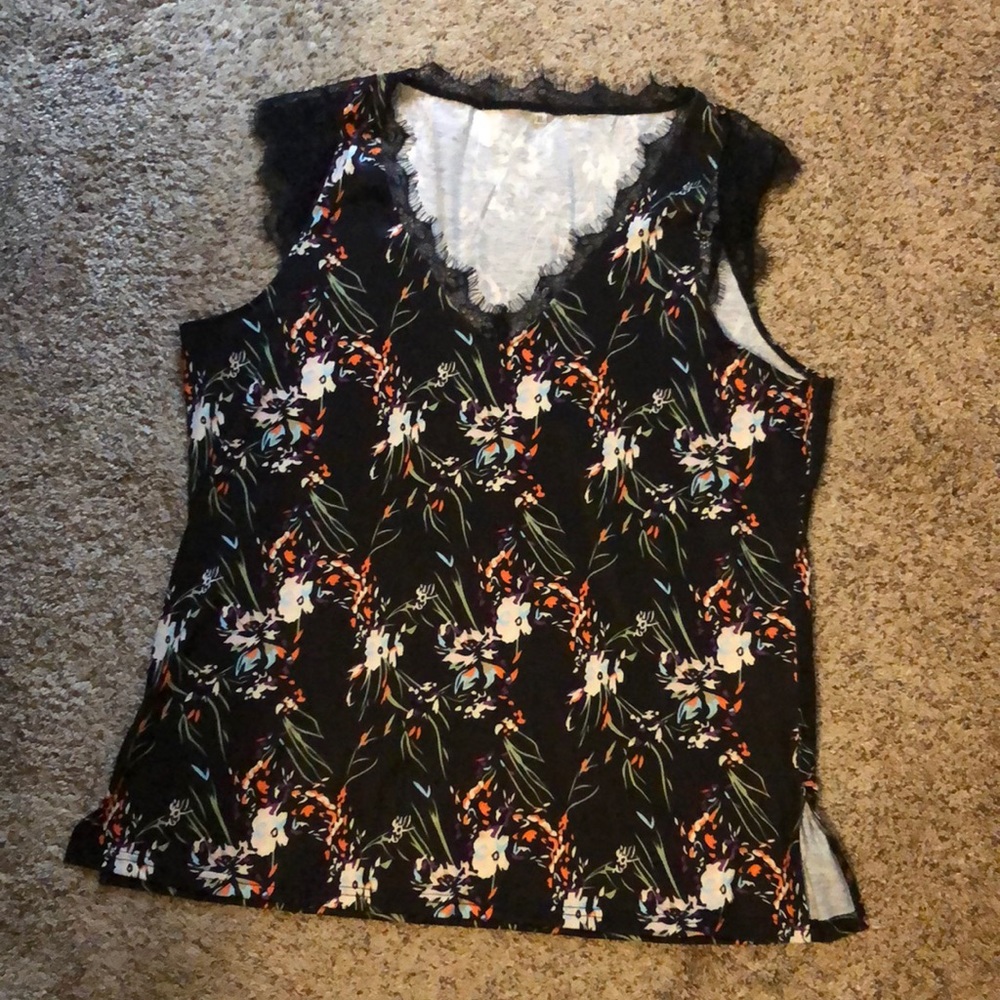 Sleeveless Floral Shirt, XL